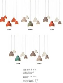 Lustra cu 5 pendule design italian realizat manual din ceramica BERIMBAU Mix