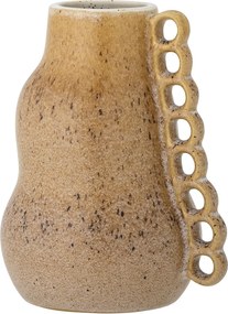 Vază din ceramică artizanală, maro, cu bucle aplicate manual, finisaj cu glazură reactivă, 23 x 19 cm, „Souri”
