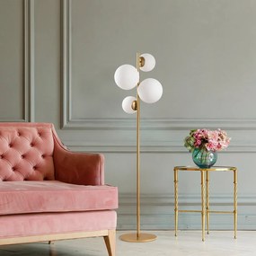 Lampadar auriu cu abajur din sticlă (înălțime 162 cm) Fazli – Opviq lights