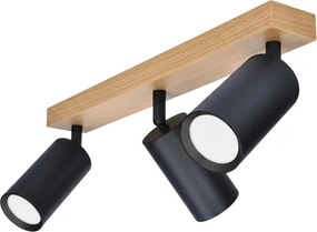 Brilagi - Spot aplicat SELE 3x GU10/30W/230V, negru/decor stejar