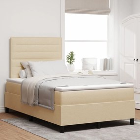 vidaXL Pat cu arcuri cu saltea crem 120x200 cm stofă