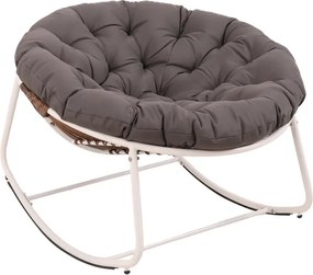 Scaun Balansoar tip Ou, Șezlong din ratan PE, cadru metalic, pernă căptușită, pentru exterior si interior, Gri