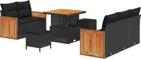 vidaXL Set de canapele pentru grădină cu pernă 8 pcs Negru