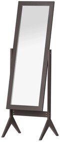 HOMCOM Oglindă pe Podea Oglindă Mare Inclinabilă pentru Dressing Camera dim. 47L x 46l x 148H cm din Lemn Maro Închis | Aosom Romania