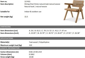 Scaun design natural pentru interior si exterior Kristo