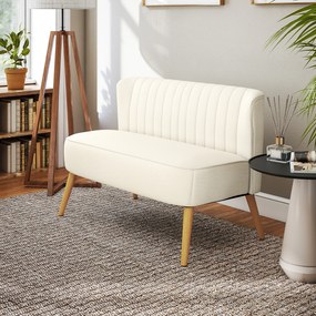 HOMCOM Canapea de 2 locuri, căptușeală moale, husă ușor de întreținut, până la 150 kg, 117 x 56,5 x 77 cm, crem | Aosom Romania
