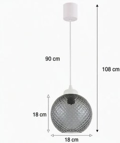Brilagi - Lustru LED suspendat pe cablu RETRO GLASS 1x E27/60W/230V, Ø 18 cm, alb/gri fumuriu
