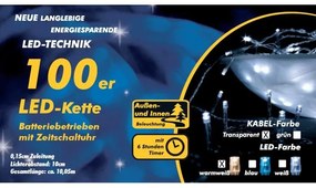 Lanț LED de Crăciun - 10 m, 100 diode, alb cald