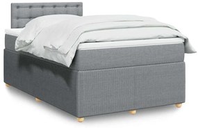 vidaXL Pat continental cu saltea, gri deschis, 120x200 cm, textil