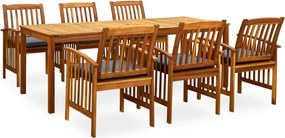 vidaXL Set mobilier de grădină cu perne, 7 piese, lemn masiv acacia