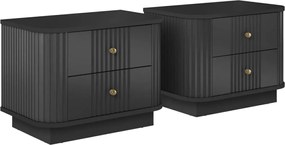 Noptieră Vesper 56 cm pe plintă - negru cu mânere aurii