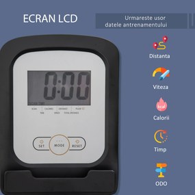HOMCOM Bicicletă de Exerciții Înclinată Orizontală cu 8 Nivele de Rezistență, Monitor LCD și Scaun Reglabil, 122-137x62x103 cm, Gri | Aosom Romania