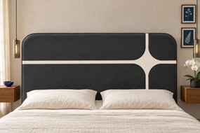 Pat tapițat din stofă Montella 140×200 cm, gri închis, cu ladă de depozitare