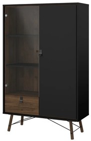 Vitrină Rain, negru mat / nuc