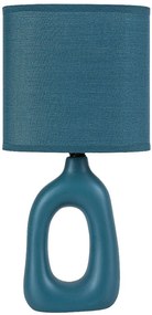 Lampa de masa ceramica si abajur albastru Sylira