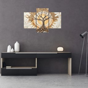 Tablou – Arborele vieții auriu în mozaic (90x60 cm)