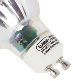 Set de 6 becuri LED cu 3 trepte de intensitate, cu lumina calda, GU10 5W 380lm 2000-2700K