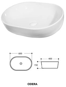 Lavoar pe blat Fluminia, Odera, oval, 60 x 40 cm, alb