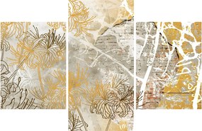 Tablou - Vintage perete cu flori (90x60 cm)