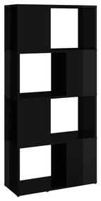 809087 vidaXL Bibliotecă/Separator cameră, negru extralucios, 60x24x124,5 cm