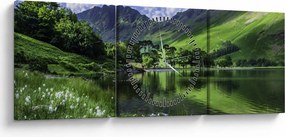 Tablou - Peisaj cu un lac (cu ceas) (90x30 cm)