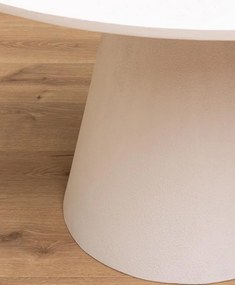 Masa de dining rotunda cu blat din panouri de lemn masiv ,"Alba"