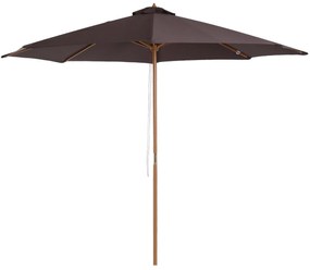 Outsunny Umbrela de Gradina cu Stalp din Lemn si Sipci, Parasolar pentru Exterior din Poliester, Φ300x250cm, Cafeniu