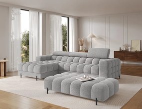 Taburet Tapitat cu Picioare Ferivo, 140x70x40cm, gri bouclé – Sola 04