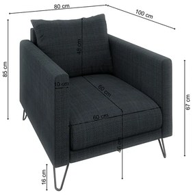 Fotoliu gri închis cu tapițerie din chenille Freya – Ropez