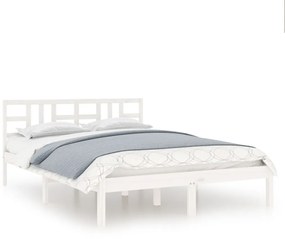 3105376 vidaXL Cadru de pat mic dublu, alb, 120x190 cm, lemn masiv