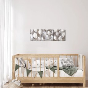 Tablou - Lalele structurate (cu ceas) (90x30 cm)