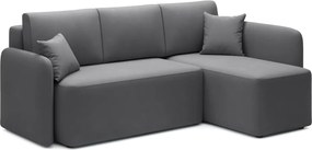 Colțar taupe extensibil/cu spațiu de depozitare cu tapițerie din catifea (cu colț pe partea dreaptă/cu șezlong) Hadson – ELTAP