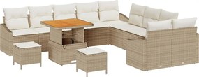 vidaXL Set de canapele pentru grădină cu pernă 13 pcs Bej Rattan poli
