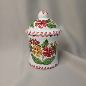 Recipient depozitare ceramică rotund model flori de câmp