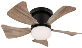 Lustra LED cu ventilator si telecomanda HINES aspect lemn 40cm, 03609H GL