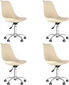 vidaXL Scaune de bucătărie pivotante, 4 buc., crem, material textil