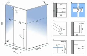 Cabina de dus dreptunghiulara Rea Fargo cu usa batanta 80x100 negru mat