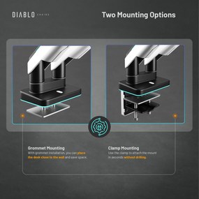 Suport dublu pentru monitoare de 49 de inchi, alb-negru X-Arm Dual RGB