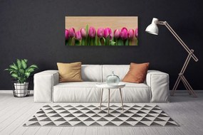 Tablou pe panza canvas Flori Floral Roz Verde Maro