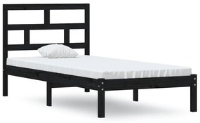 3101187 vidaXL Cadru de pat Single, negru, 90x190 cm, lemn masiv