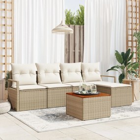 vidaXL Set de canapele pentru grădină cu pernă 6 pcs Bej Rattan poli