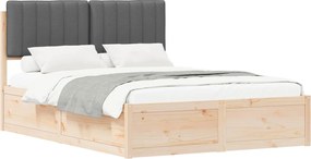 vidaXL Cadru de pat cu tăblie tapițată Gri închis 140 x 190 cm