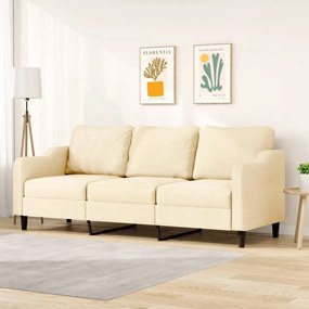 348963 vidaXL Canapea cu 3 locuri, crem, 210 cm, material textil