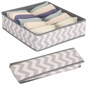 Organizator sertar 7 compartimente 32x32x10 cm, Zig Zag gri