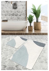 Covorașe de baie gri/crem 2 buc. din catifea 60x100 cm Abstract Shapes – Mila Home