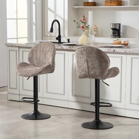 HOMCOM Set de 2 scaune de bar formă de cochilie, spătar, înălțime reglabilă și suport pentru picioare, cadru din oțel, maro | Aosom Romania