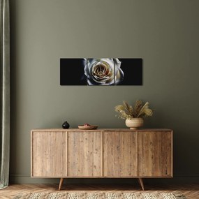 Tablou cu trandafir alb (cu ceas) (90x30 cm)