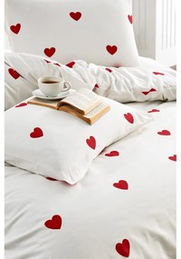 Lenjerie de pat crem din bumbac ranforcé pentru pat dublu/extins cu cearceaf inclus/cu 4 piese 200x220 cm Mini Hearts – Mila Home