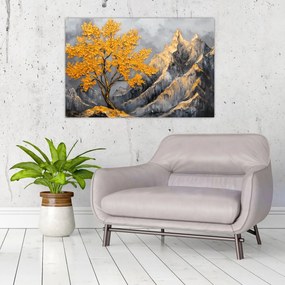 Tablou – Arbore auriu în munți (90x60 cm)