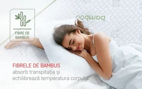 Saltea Ortopedica, Hipoalergenica, Premium Bamboo Memory Latex, 180x200 cm, H 26 cm, Arcuri Pocket, 7 Zone de Confort